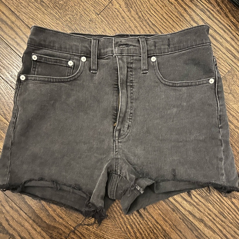 Black wash high waisted Madewell shorts